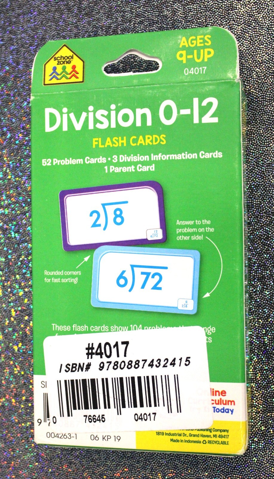 School Zone Math Flash Cards Division Multiplication Game Grades 3-4 Ages 8-9