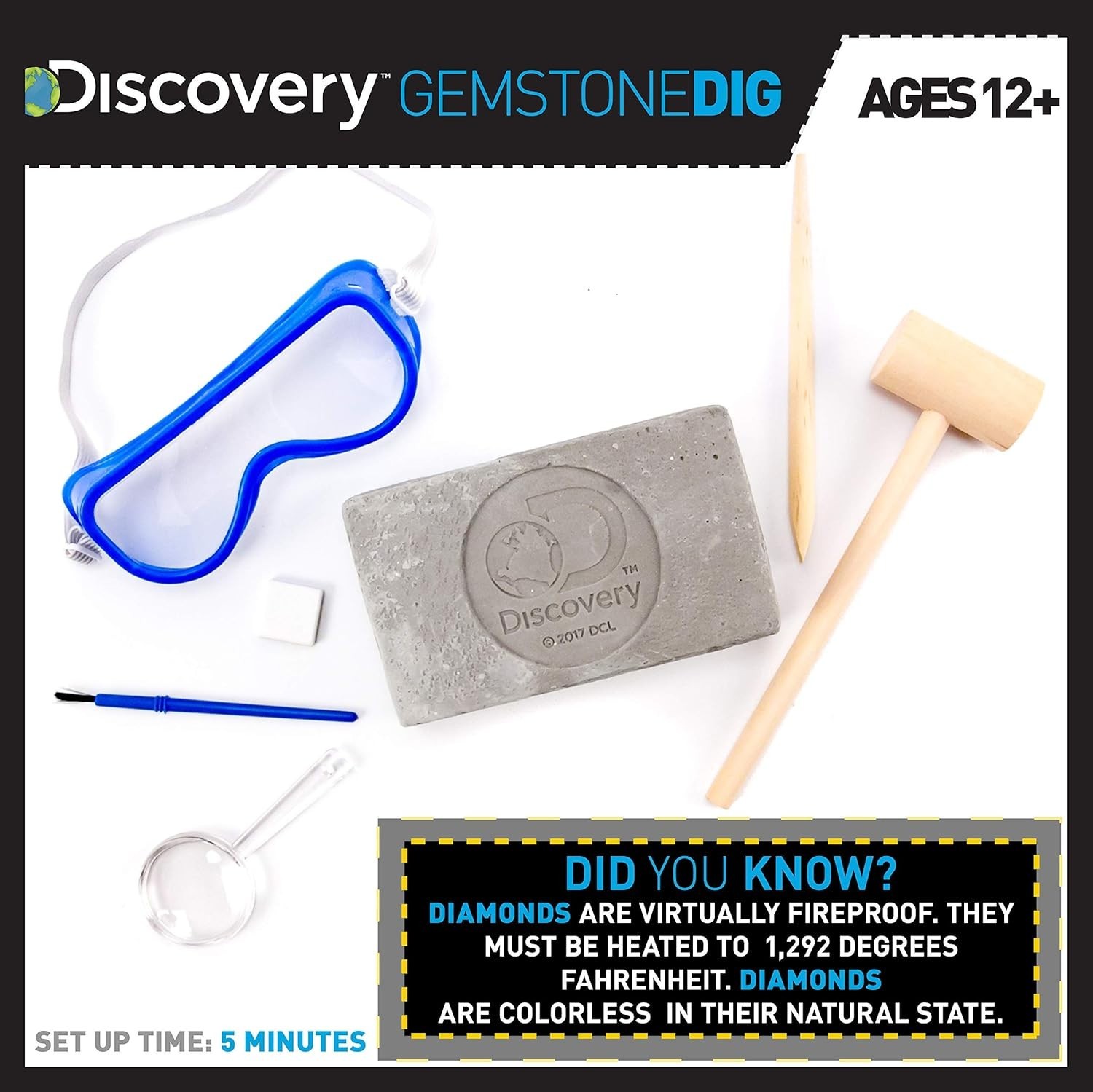 Kids Gemstone Dig Stem Science Kit by , Excavate, Dig & Reveal 11 Real Gemsto…
