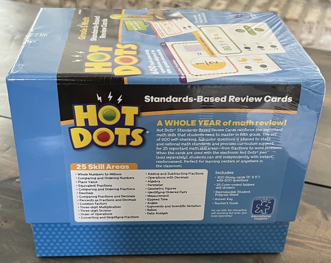 NEW Sealed Hot Dots Grade 5 Math Standard Based Review Cards EI-2504 Educational