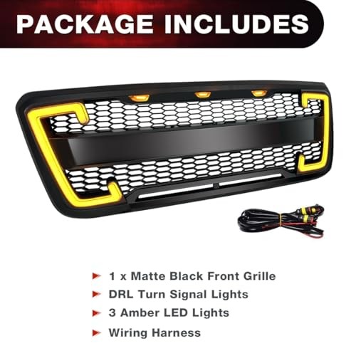 EOMD Front Bumper Grill Compatible with 2004 2005 2006 2007 2008 F150 W/DRL &