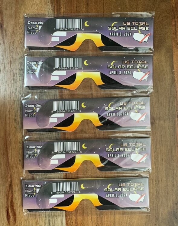 Solar Eclipse Glasses ISO Certified | April 8th 2024 | Pack of 5