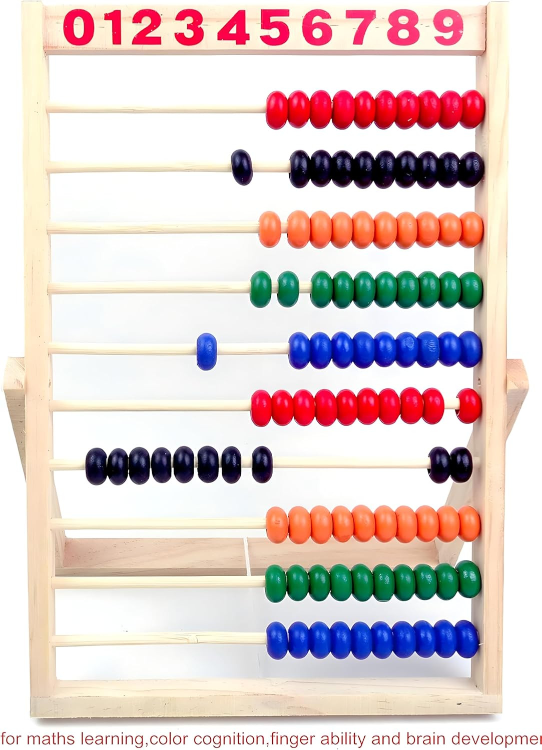 Wooden Counting Number Frame, 10 Rows Abacus for Kids Learning Math (11-1/2-Inch