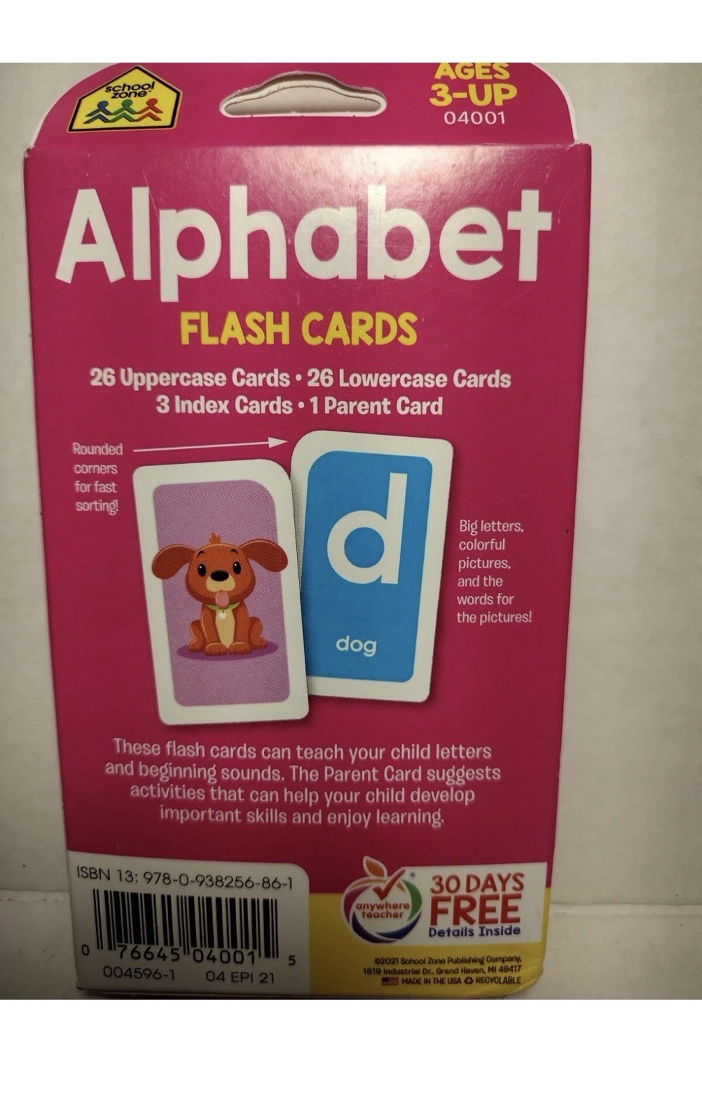 School Zone Alphabet Flash Cards Deck Home School Age 3+