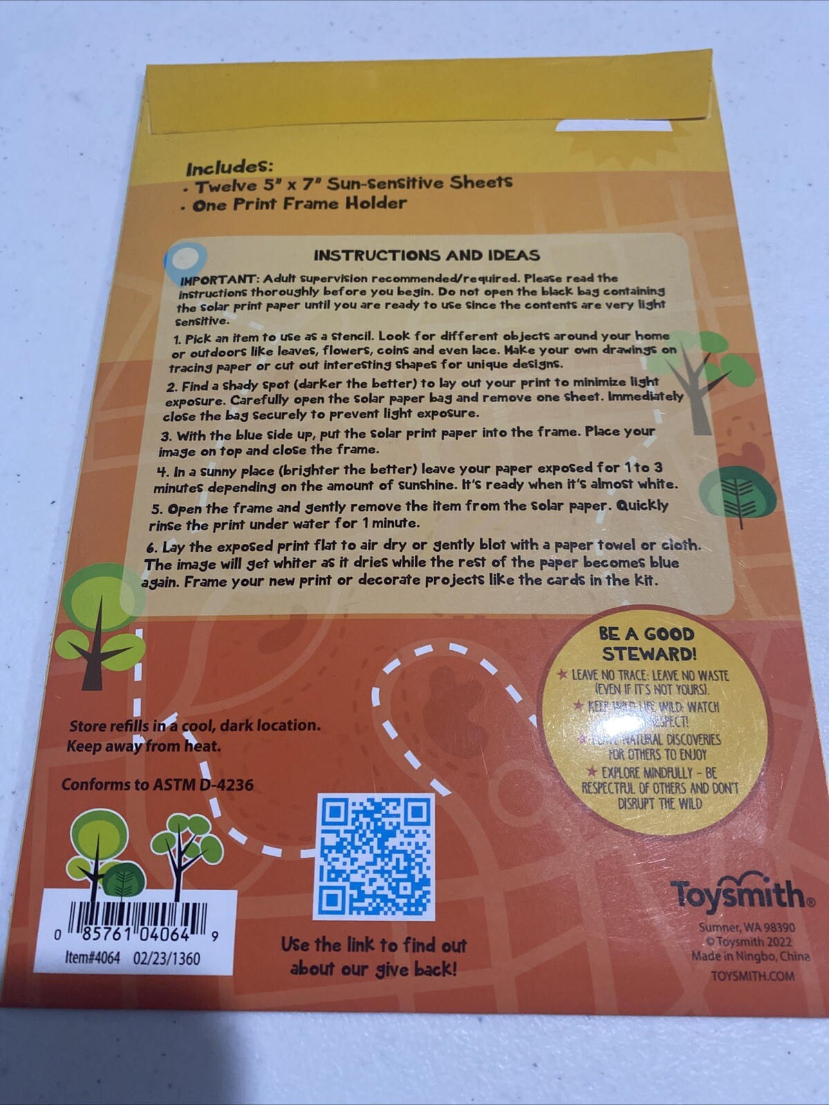 Toysmith Outdoor Discovery, Solar Print Paper, Refill for Kit 12 Sheets Total