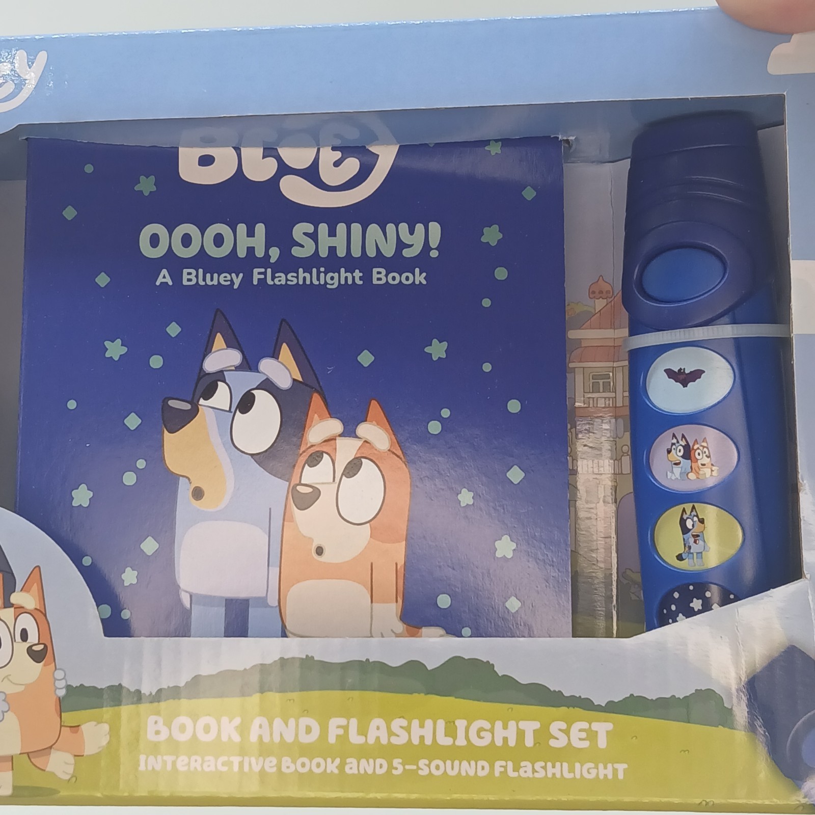 Bluey: Oooh, Shiny! Interactive Book and 5-Sound Flashlight Set (English) NEW