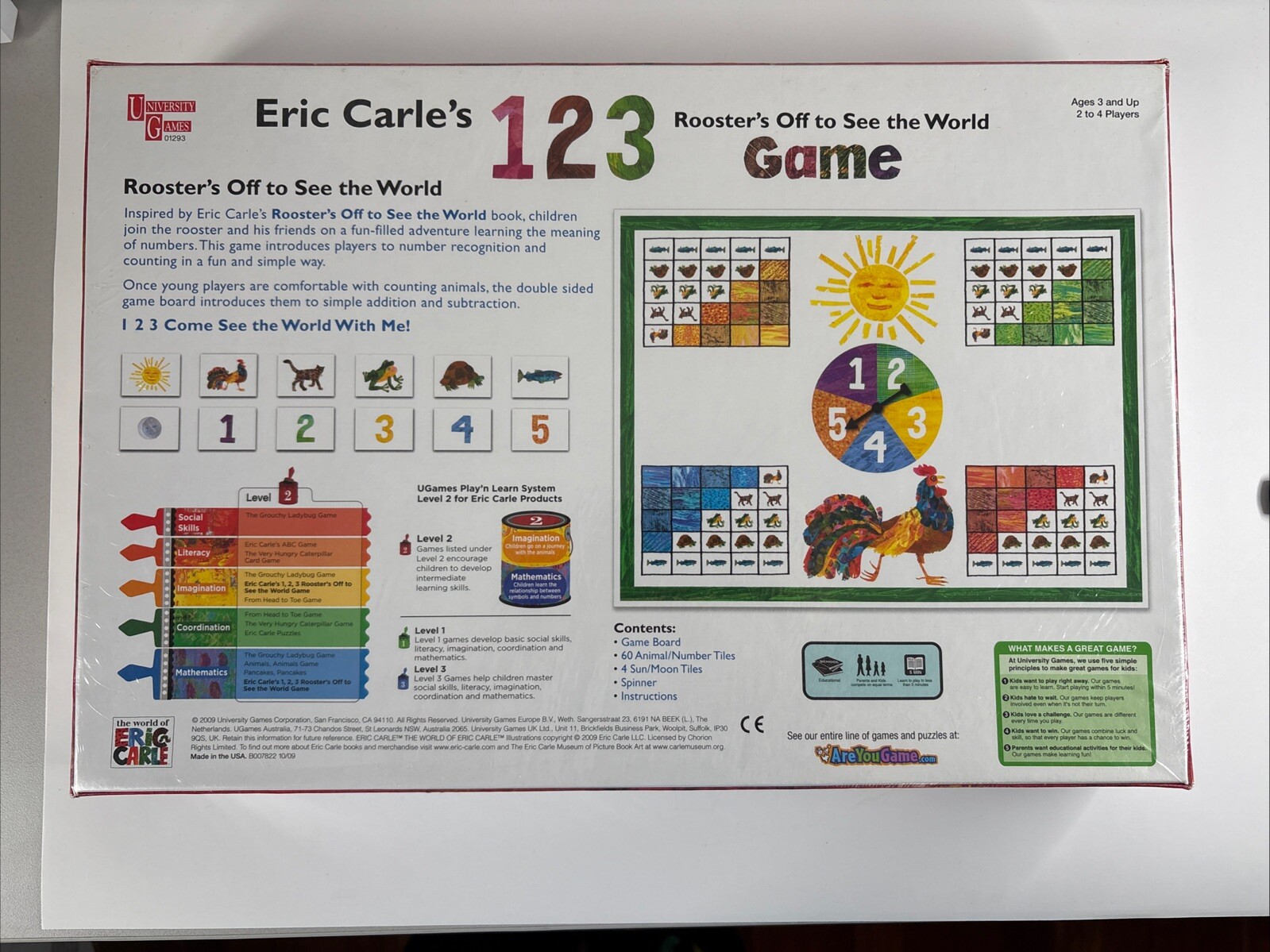 New Eric Carle’s 1 2 3 Game, Roosters Off To See The World, Brand New Sealed Box