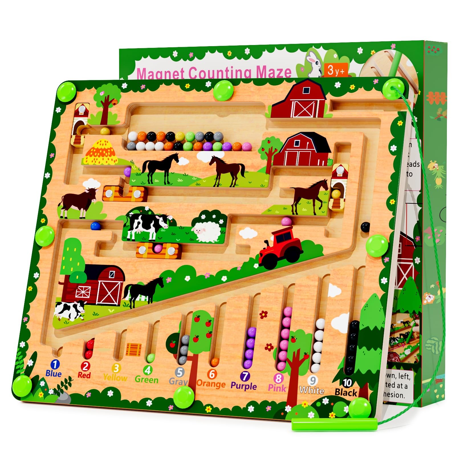 zhiwuzhu Magnetic Color and Number Maze, Compact Portable, Cyan