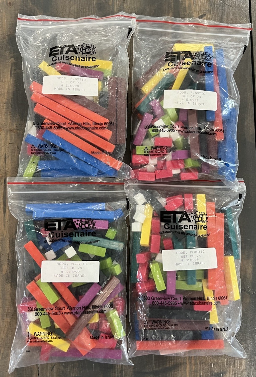 Lot Of 3 Complete ETA Cuisenaire Rods Set Of 74 & 1 Bag Of 72 Rods
