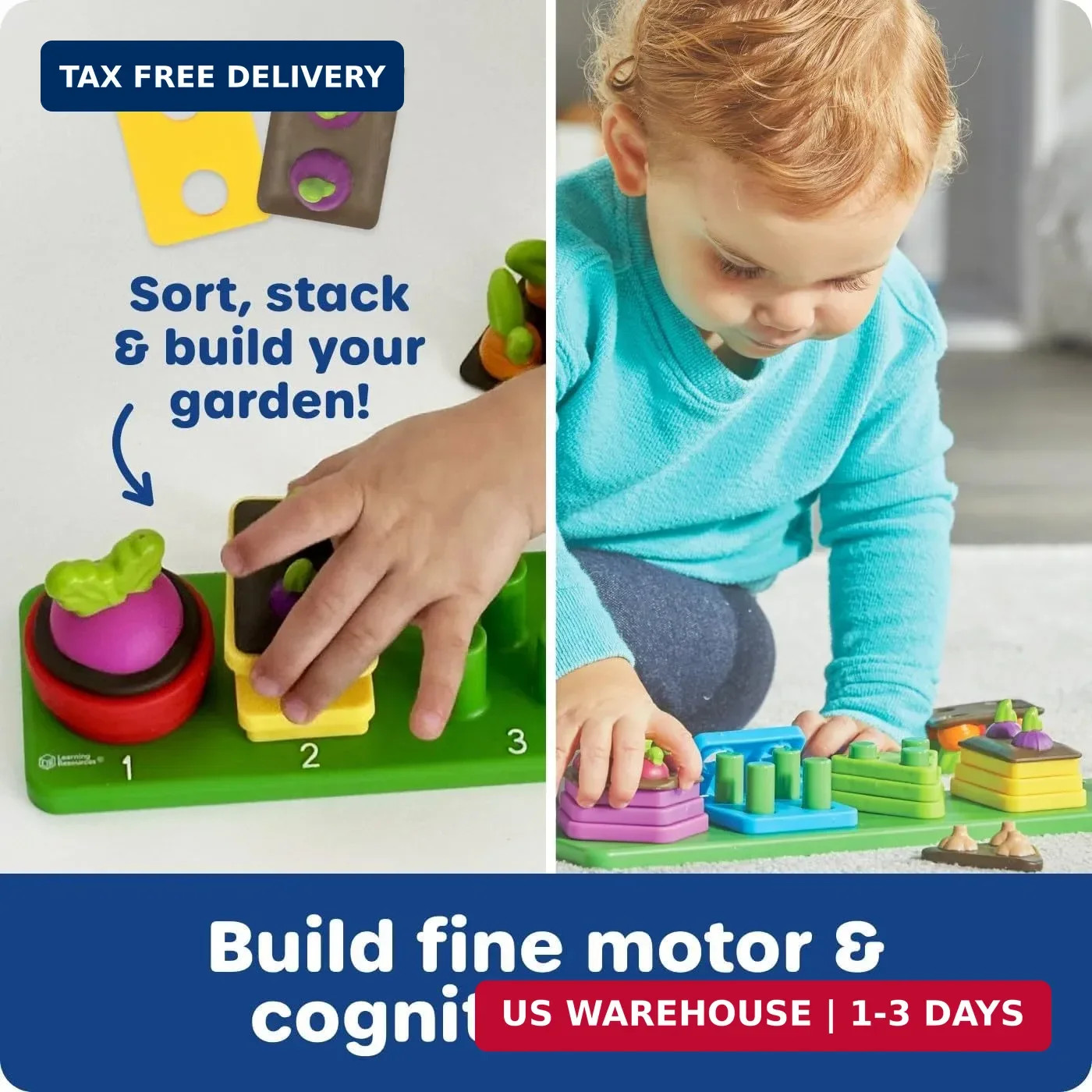 Learning Resources Stacking Shapes Garden, Fine Motor Skills, Stacking and Sorti