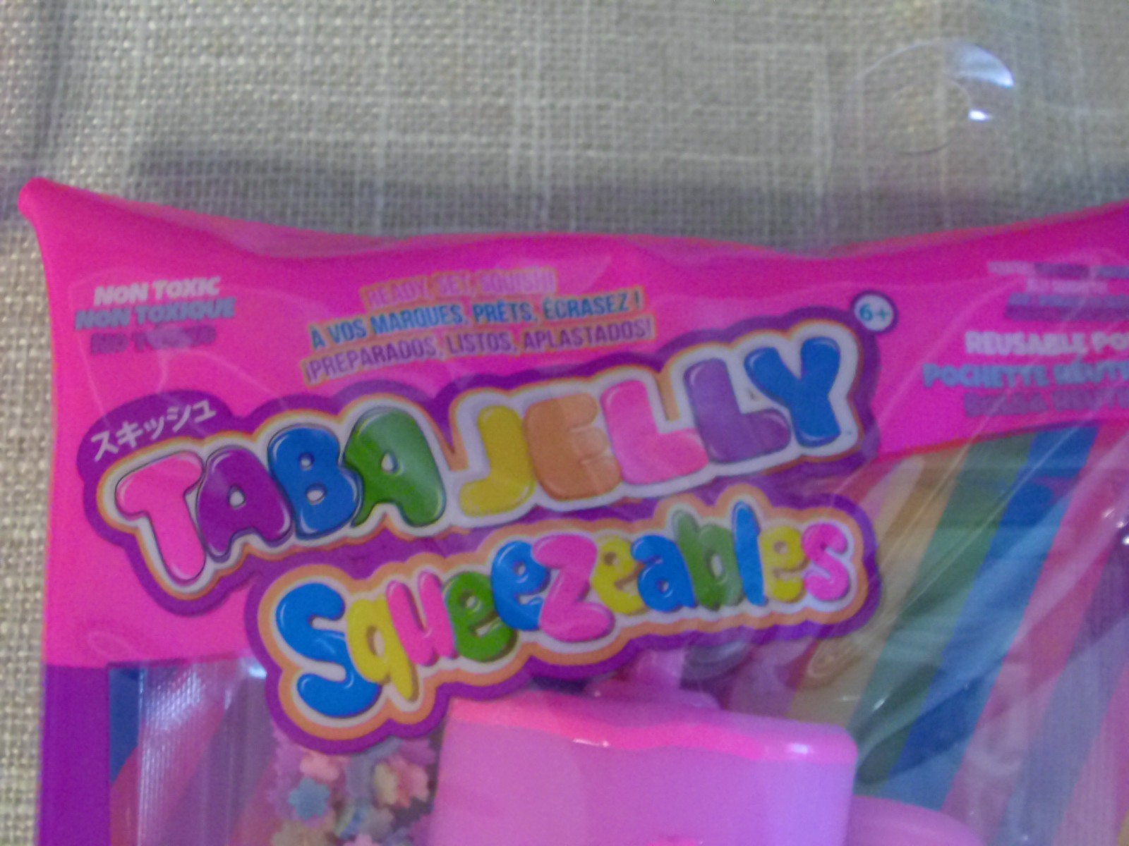2 Taba Jelly Squeezeables YELLOW Cat & PINK Mug Squishy, SCENTED Squeeze Toy