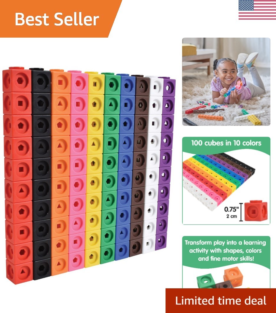 Math Cubes | Set of 100 Counting Blocks with 5 Shapes | Math Manipulatives fo…