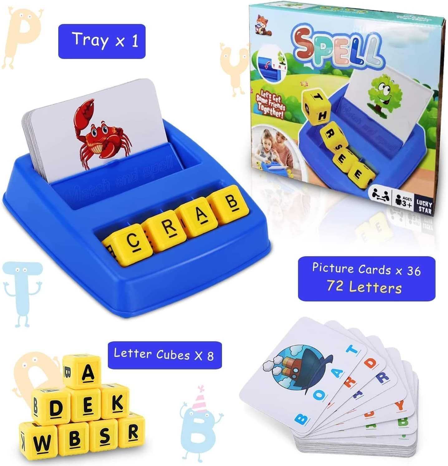 Matching Letter Spelling Games for Kids – Educational Learning Toys for 4 5 6…