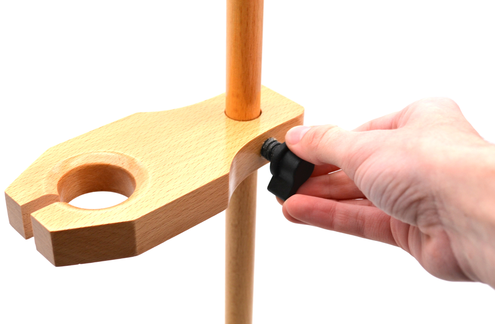 Adjustable Funnel Stand, Polished Wood, 1.5″ Hole Diameter, 17″ Tall -Eisco Labs