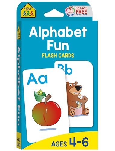 School Zone – Alphabet Fun Flash Cards – Ages 4 to 6, Preschool to Kindergarten