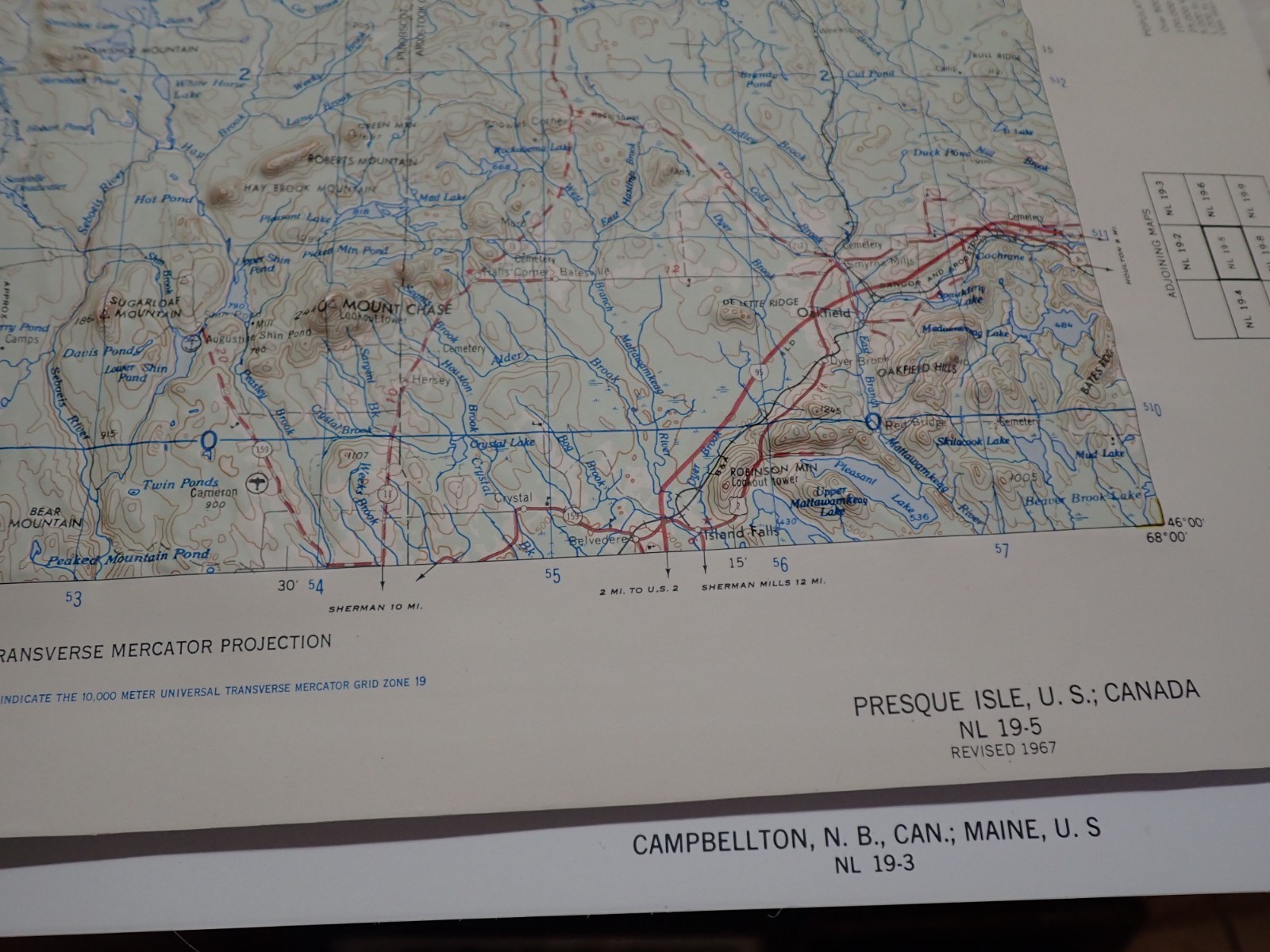 Hubbard Scientific Raised Relief Map Unframed 29″ Presque Isle Maine NL 19-5