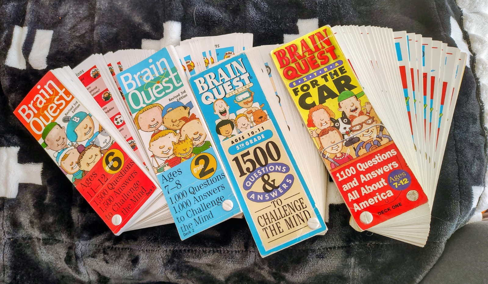 Brain Quest Quiz Cards Grds 2, 5, 6 & For The Car Lot of 4 Various Ages See Pics