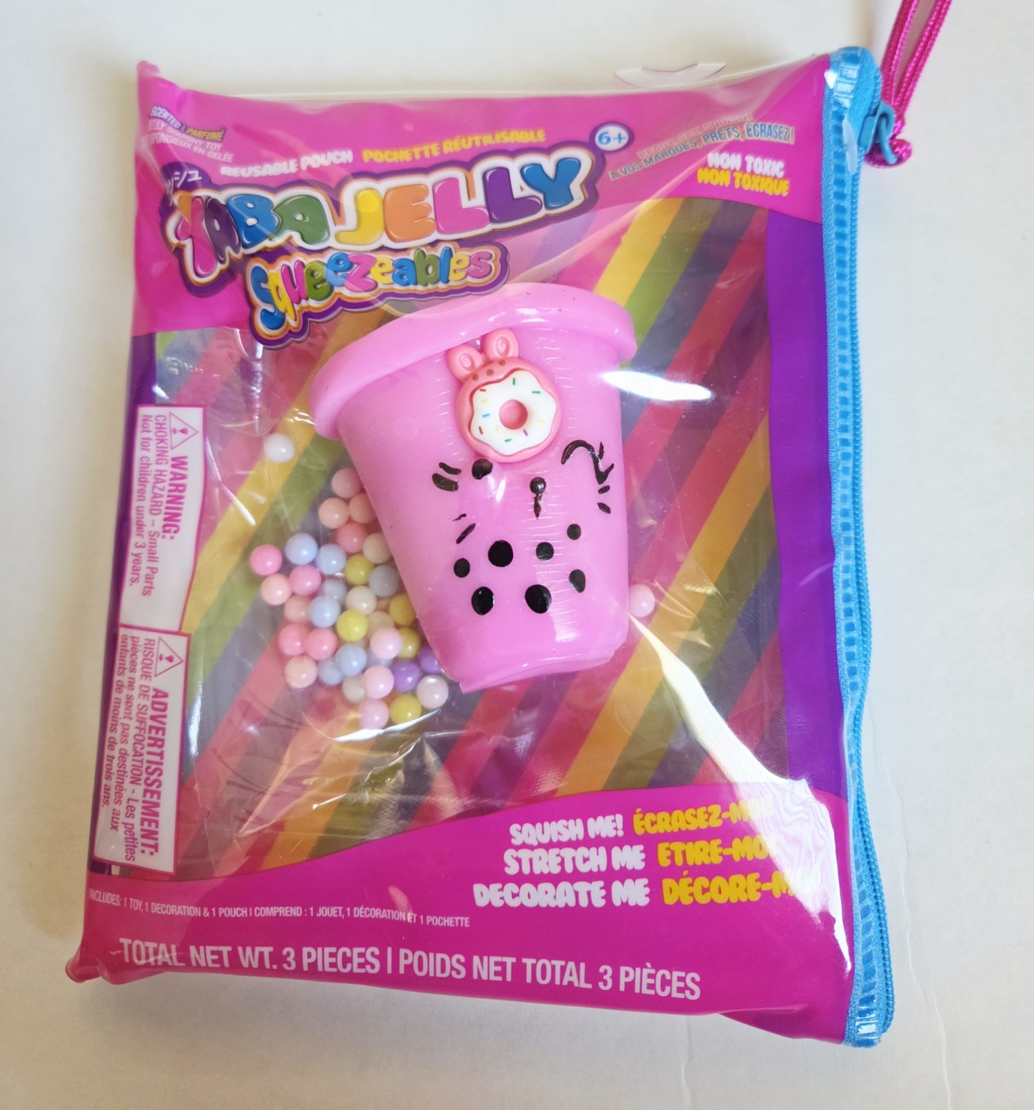 Taba Jelly Squeezeables Pink Boba Squishy, Bella Boba Squishi Squeeze Toy USA