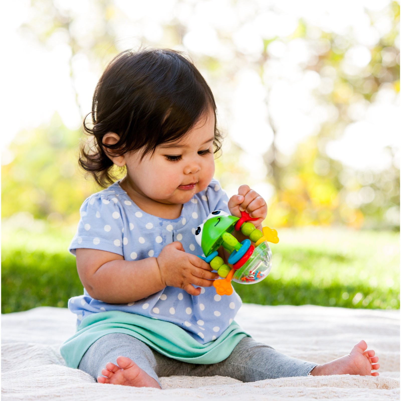 Infantino Flip Flop Frog Rattle 1 Count (Pack of 1), multicolor