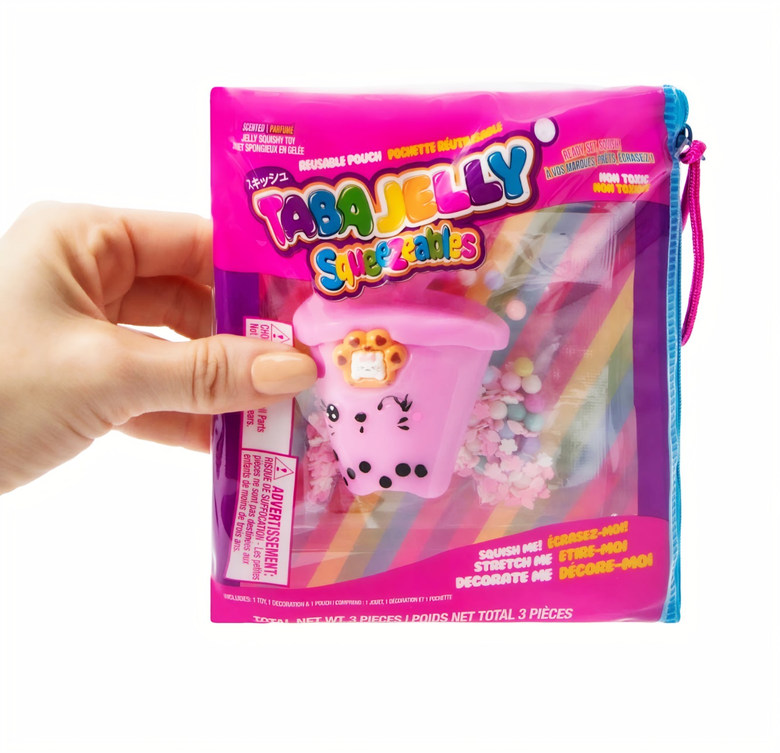 Taba Jelly Squeezeables Pink Boba Squishy, Bella Boba Squishi Squeeze Toy USA