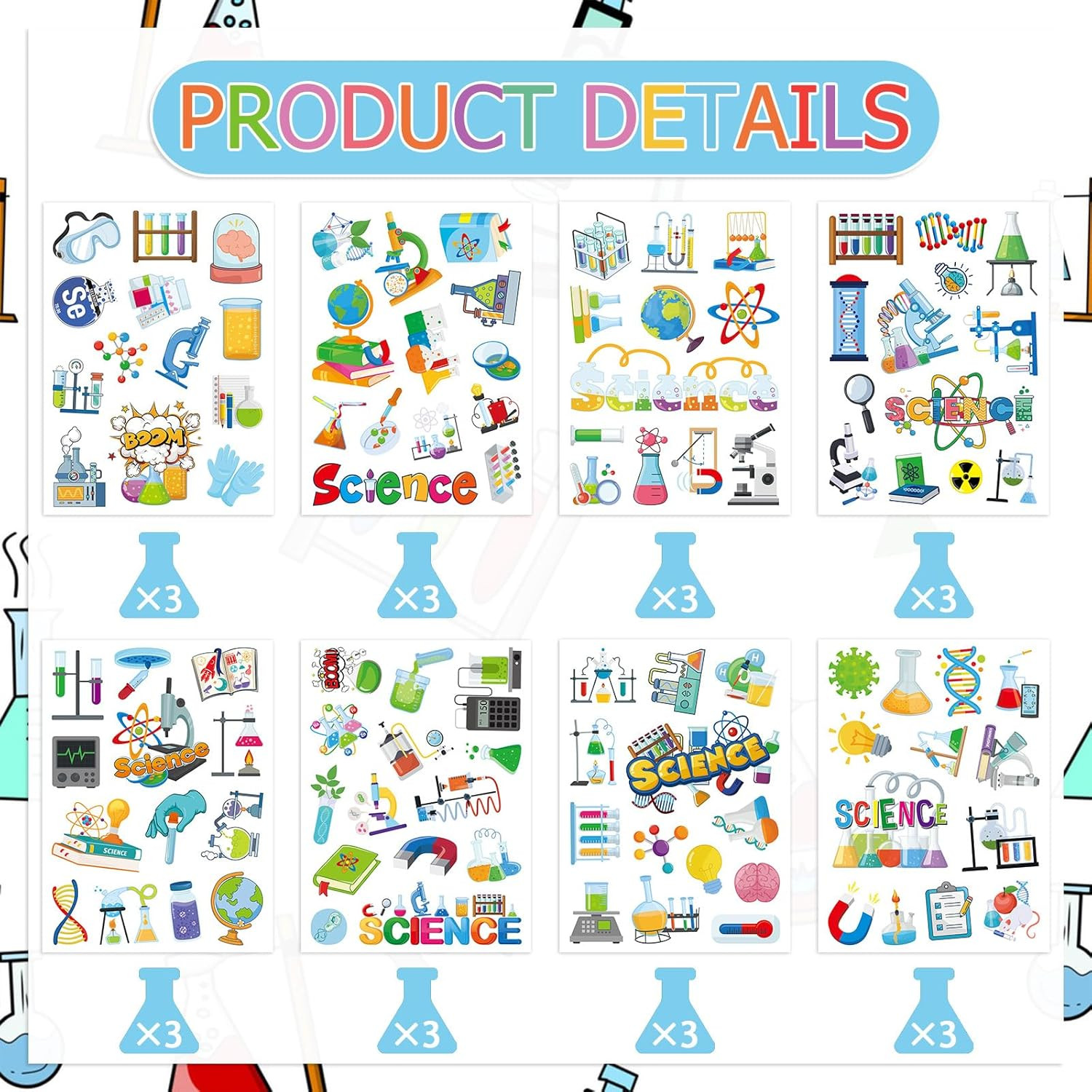 312 Pcs Science Stickers, Chemistry Biology Physics Laboratory Sticker Science T