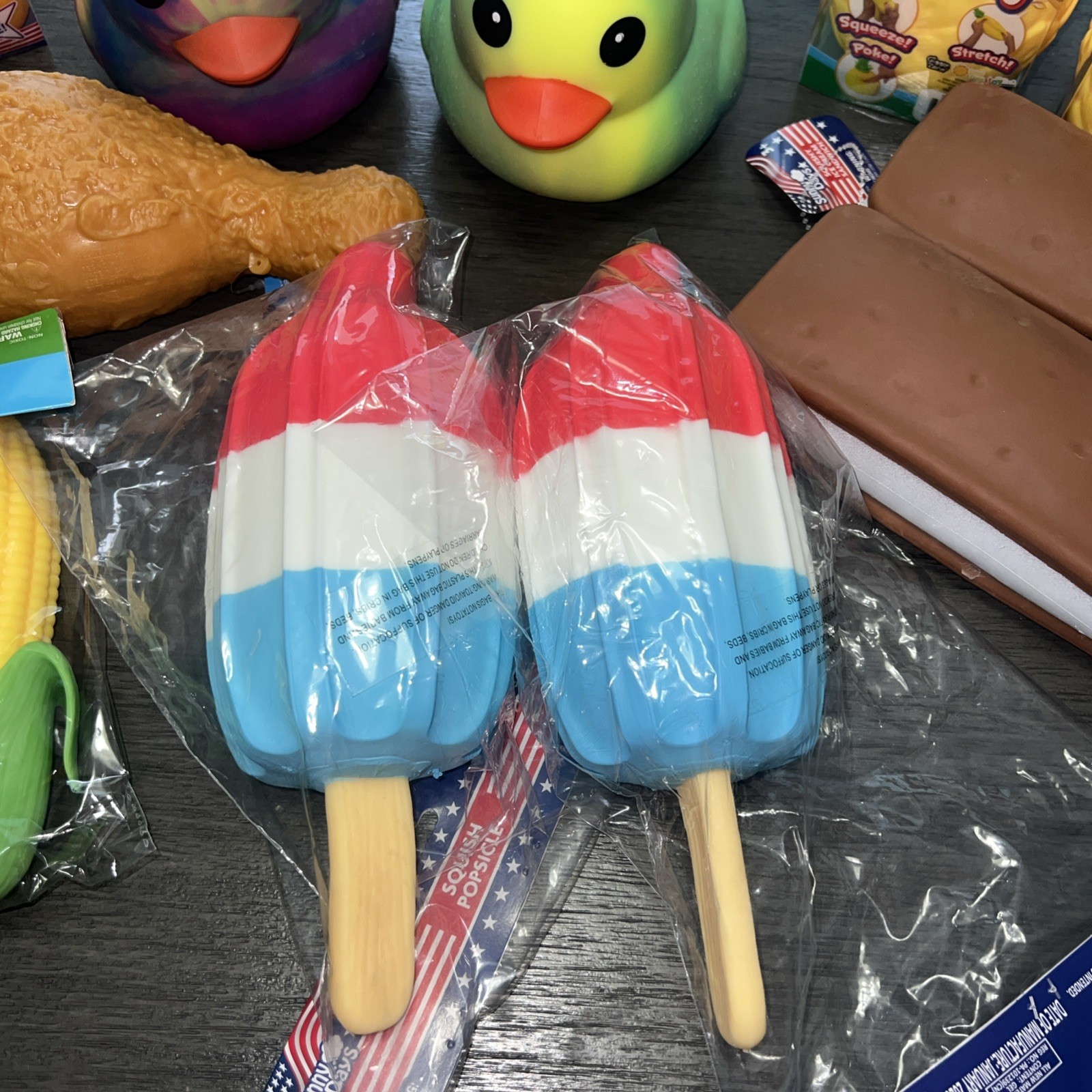 Sunny Days Squeezy Lot Of 14 Ice Cream Hot Dog Pineapple Popsicle Corn Duck New.
