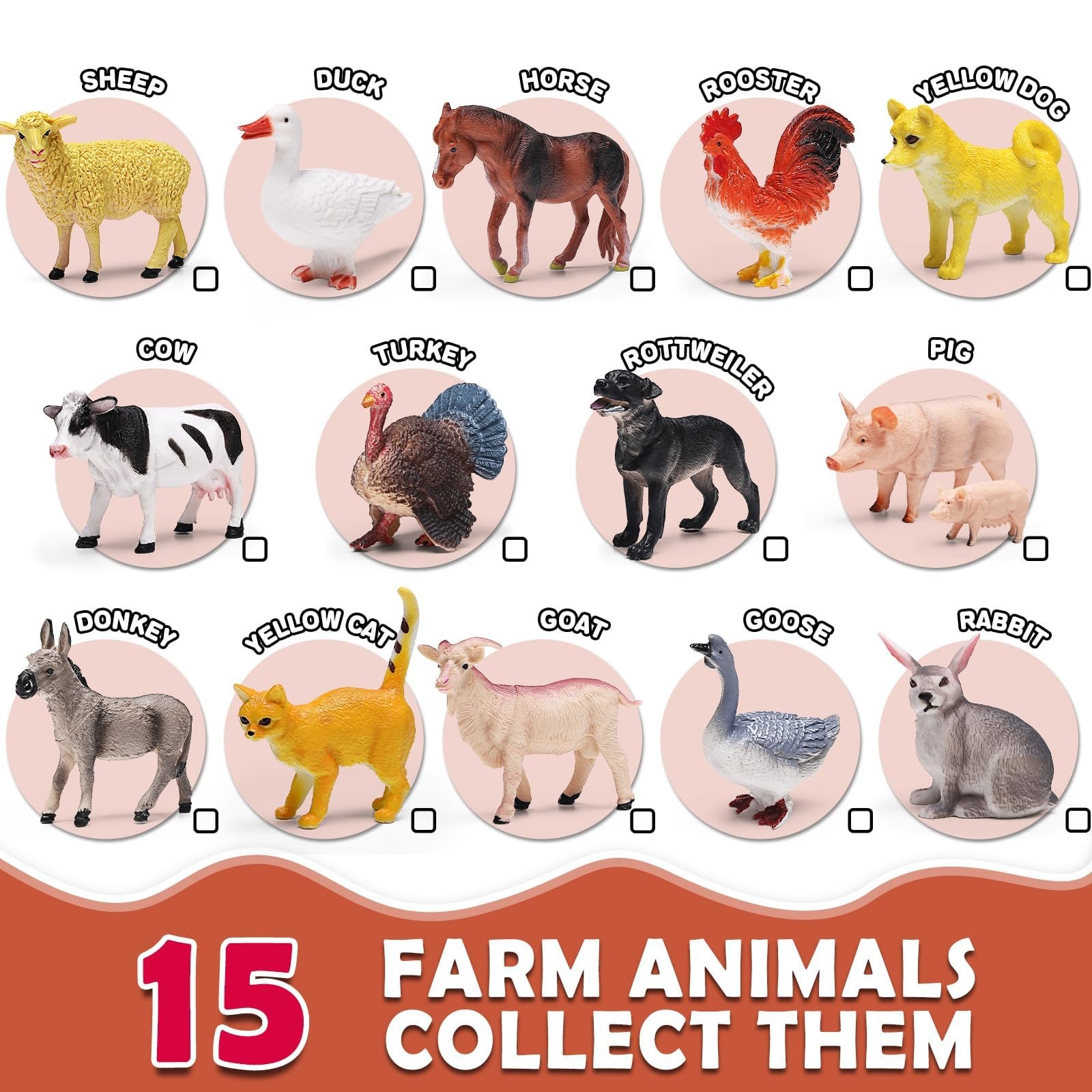 15 PCS Farm Animal Toy Set Educational Figures Booklet Gift Box Kids Playset