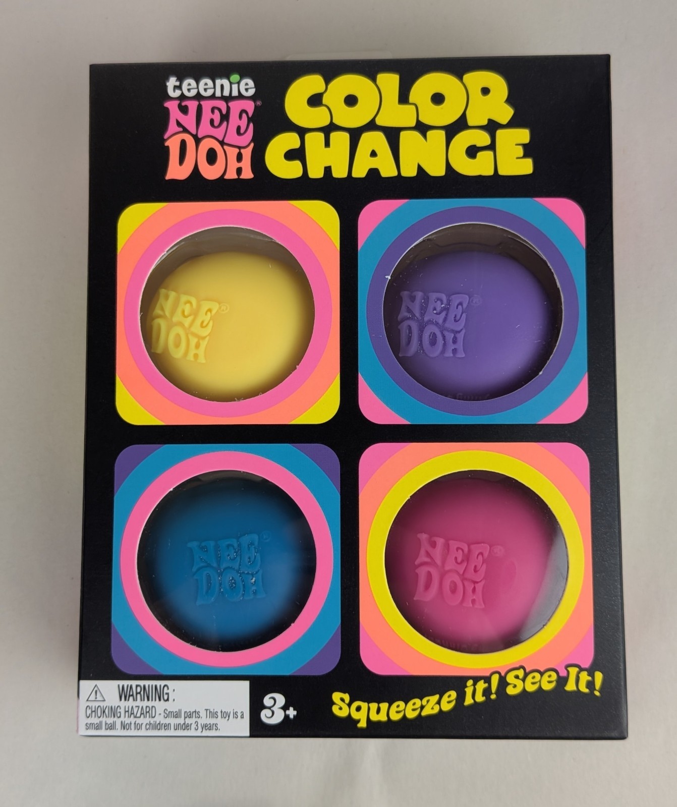 Teenie Nee Doh Color Change Squeeze Ball Set of 4 Multicolor Kid Toy Fast Ship