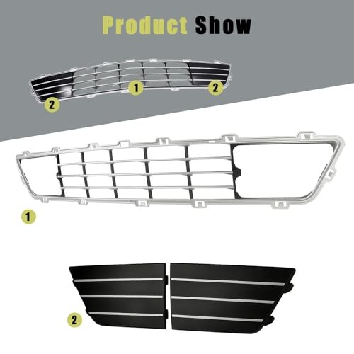 Front Bumper Lower Grill Compatible with Lincoln MKS 2009-2012 Grille Bumper