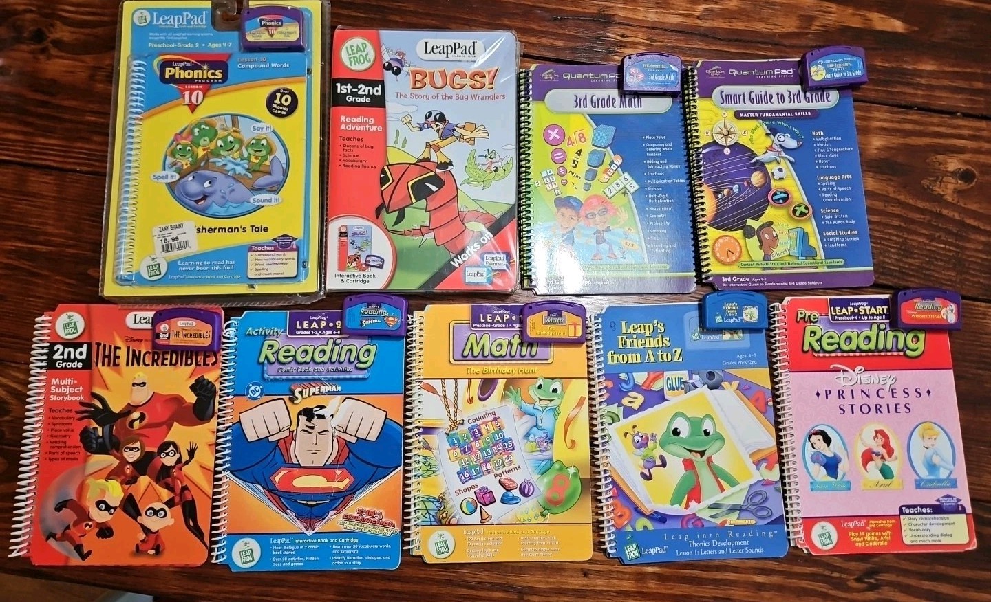 Leapfrog Leappad books and cartridges Lot Of 9 Reading Math Prek -3rd Grade
