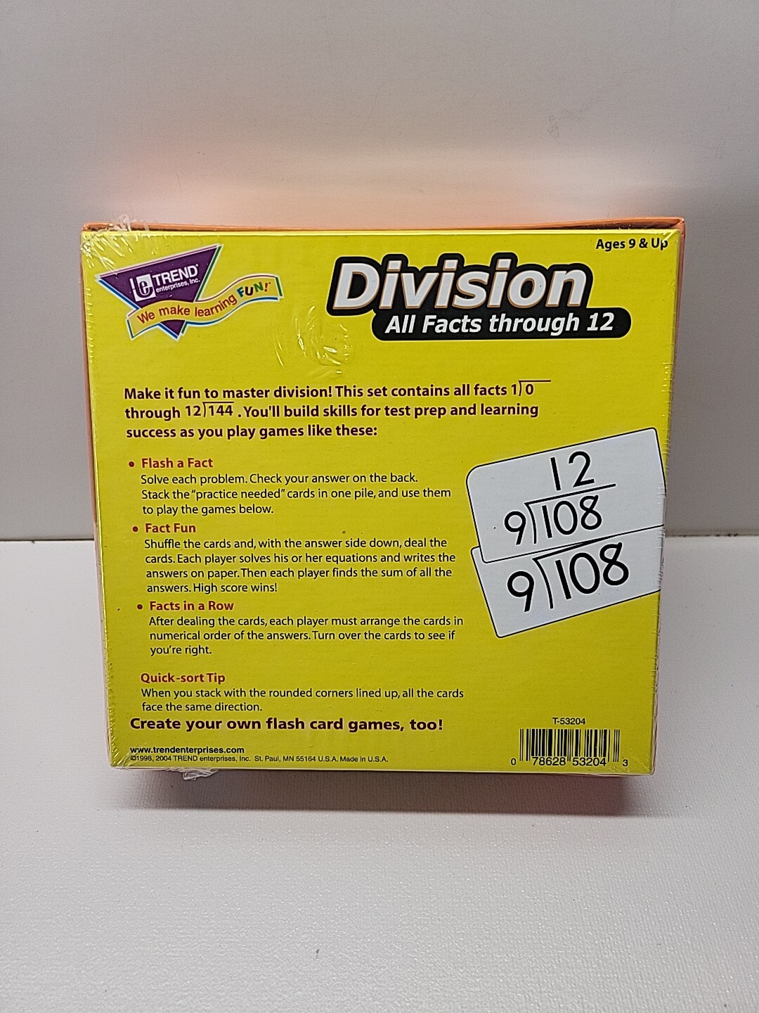 TREND 156 Division Flash Cards 0-12 All Facts Through 12 Skill Drill Ages 9+
