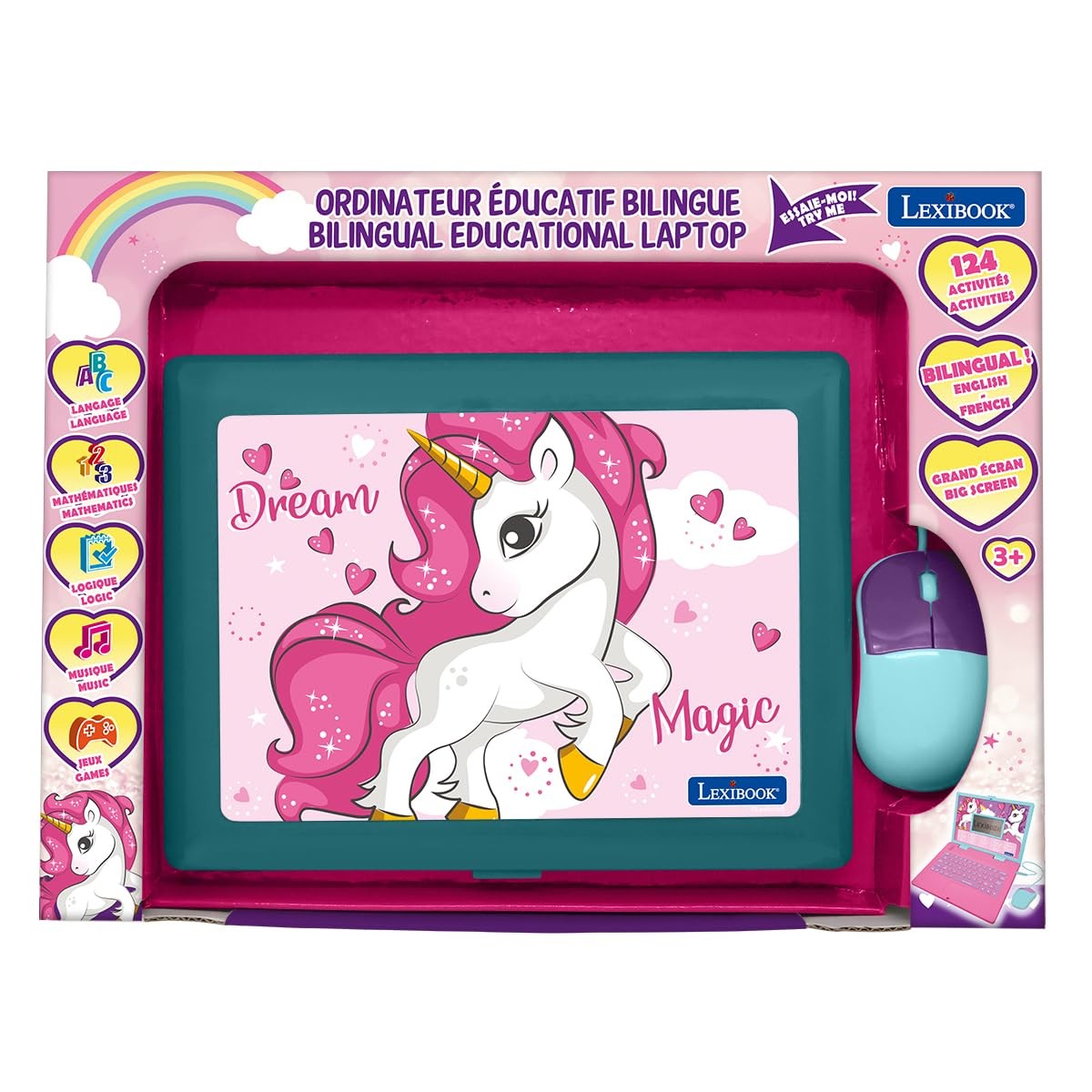LEXiBOOK – Unicorn Educational and Bilingual Laptop Medium, Purple
