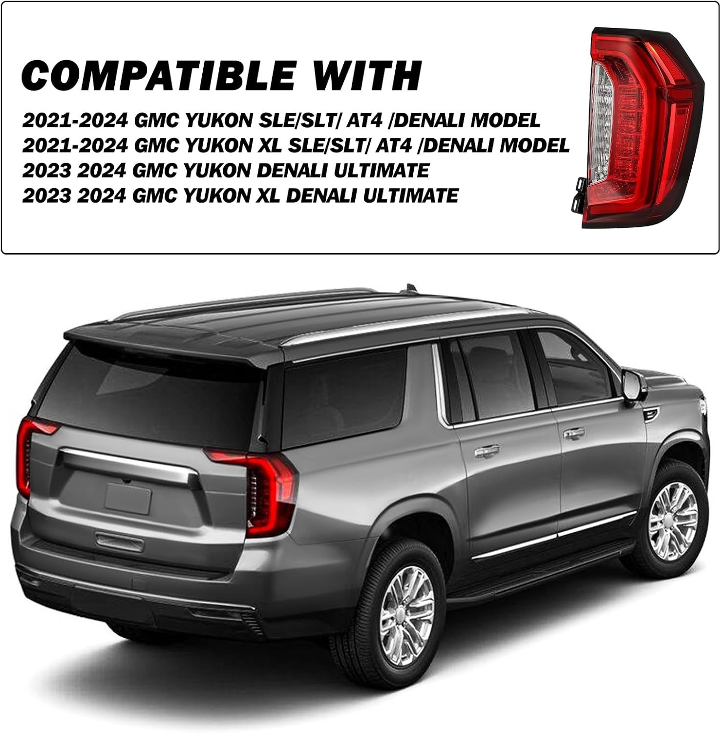 LED Tail Light Assembly for 2021 2022 2023 2024 GMC Yukon XL Denali AT4 SLE S…
