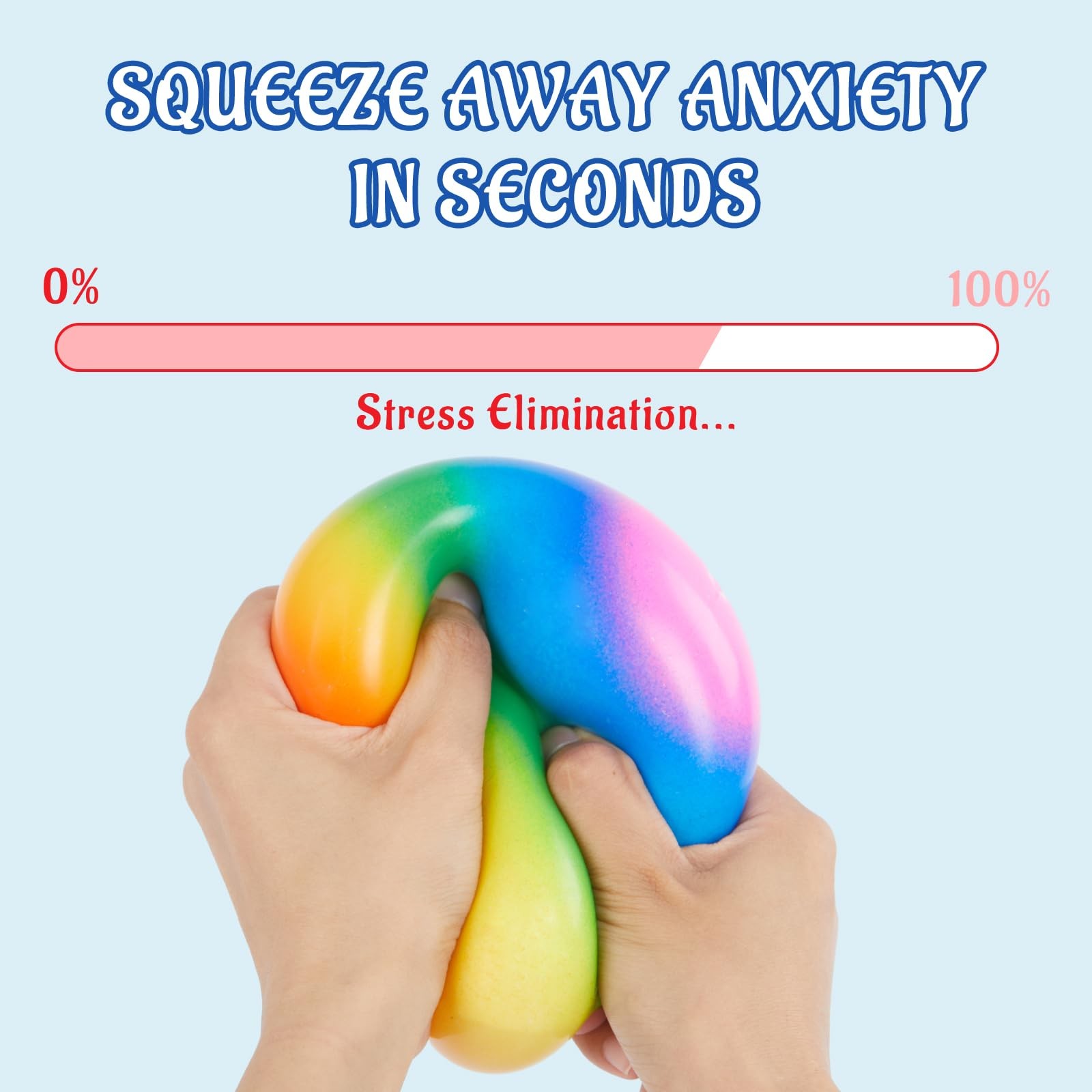 Giant 4-Inch Rainbow Stress Ball -Jumbo Big Squeeze Relief! 1Pack,