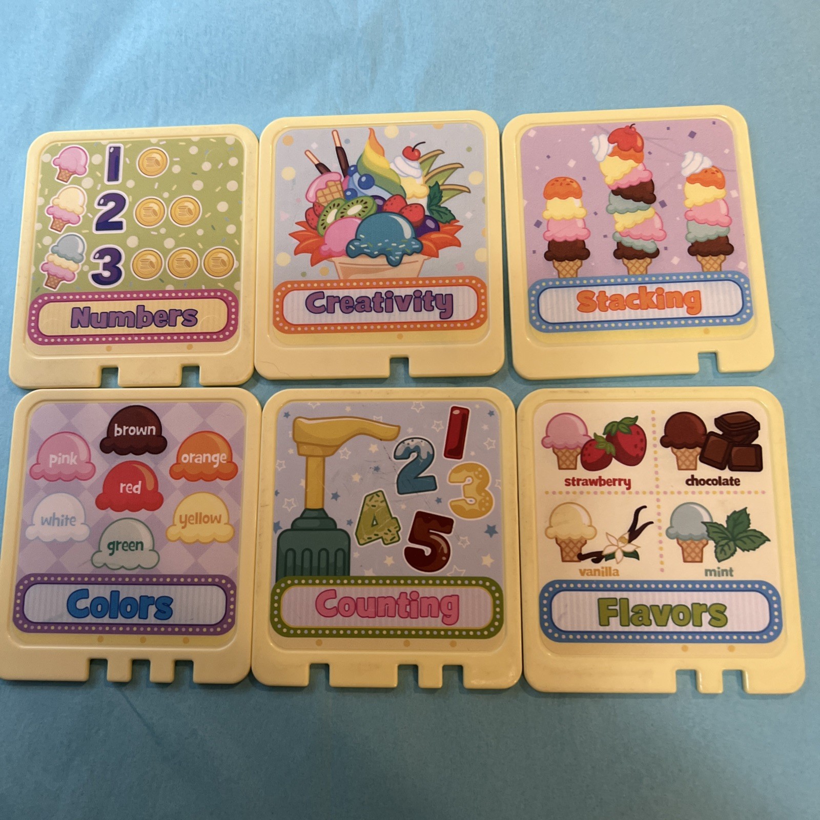 Leapfrog Scoop And Learn Ice Cream Cart Replacement Parts 2 Sided Cards Lot of 6
