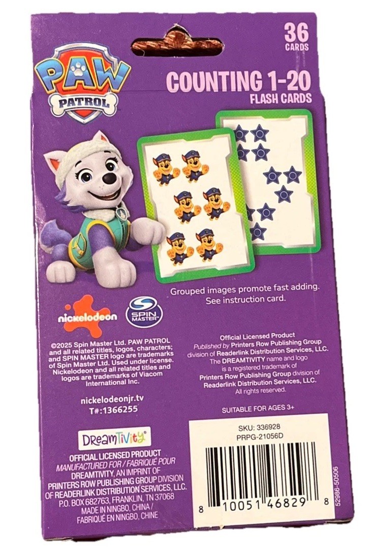 Paw Patrol Learning Flashcards – Set Of 2 – Numbers & Colors/Shapes