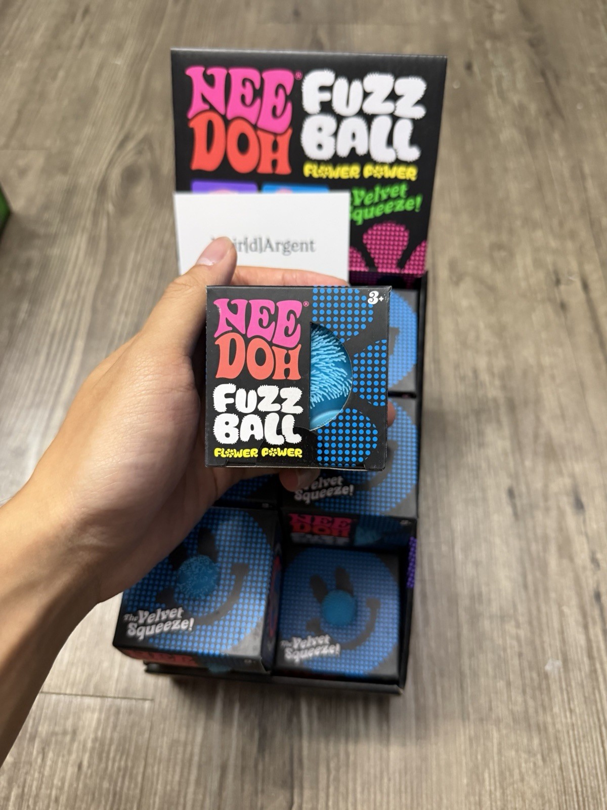 Blue Needoh FUZZ BALL Flower Power Nee Doh Squish Stress Ball NEE-DOH Fuzzball