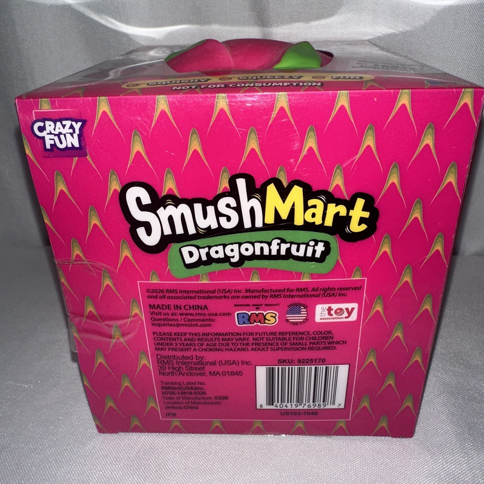 Crazy Fun RMS SmushMart Dragonfruit Squishy Squeeze Toy Ages 6+ Pink/Green