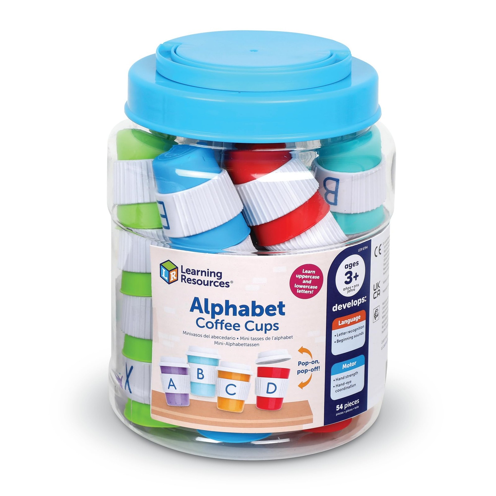 Learning Resources Alphabet Coffee 3 inches (H) x 2.5 (D), Multicolor