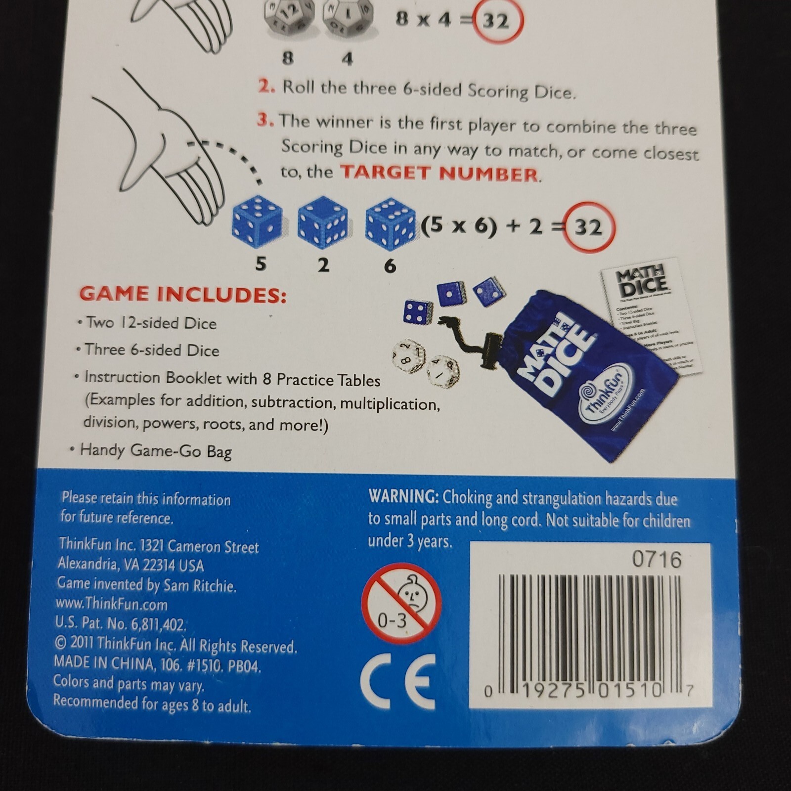 ThinkFun Math Dice Fun Game that Teaches Mental Math Skills to Kids Age 8 and Up