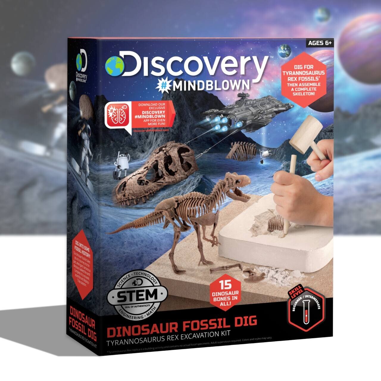 NEW Discovery Mindblown STEM 2-Dinosaur Fossil Skeleton Dig Kit T-REX+VELOCIRAPT