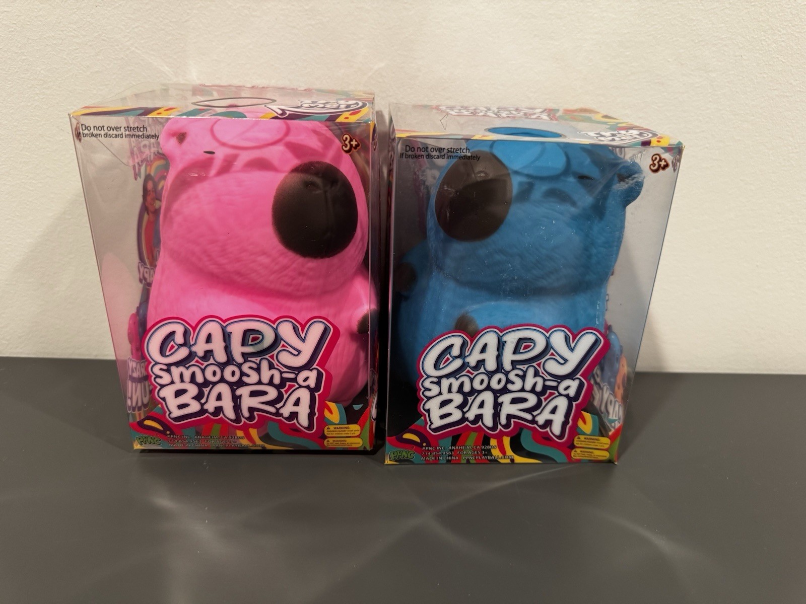 Lot Of 2 New Capy Smoosh-A-Bara CAPYBARA Viral Squishy Pink & Blue 🩷💙