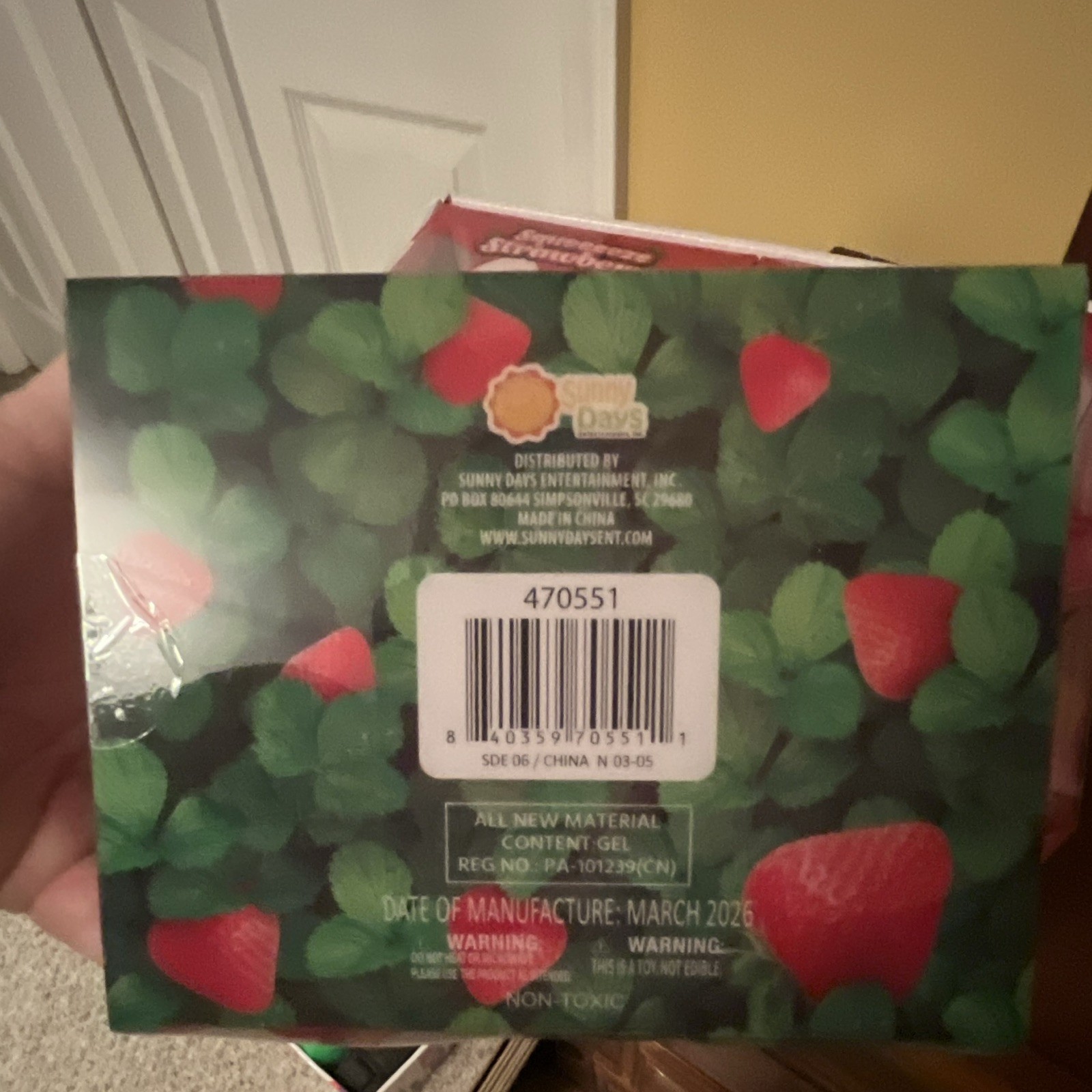 Sunny Days4pk Squeeeeze Strawberry Tactile Gel Squeeze Toy & BOX MPN 470551