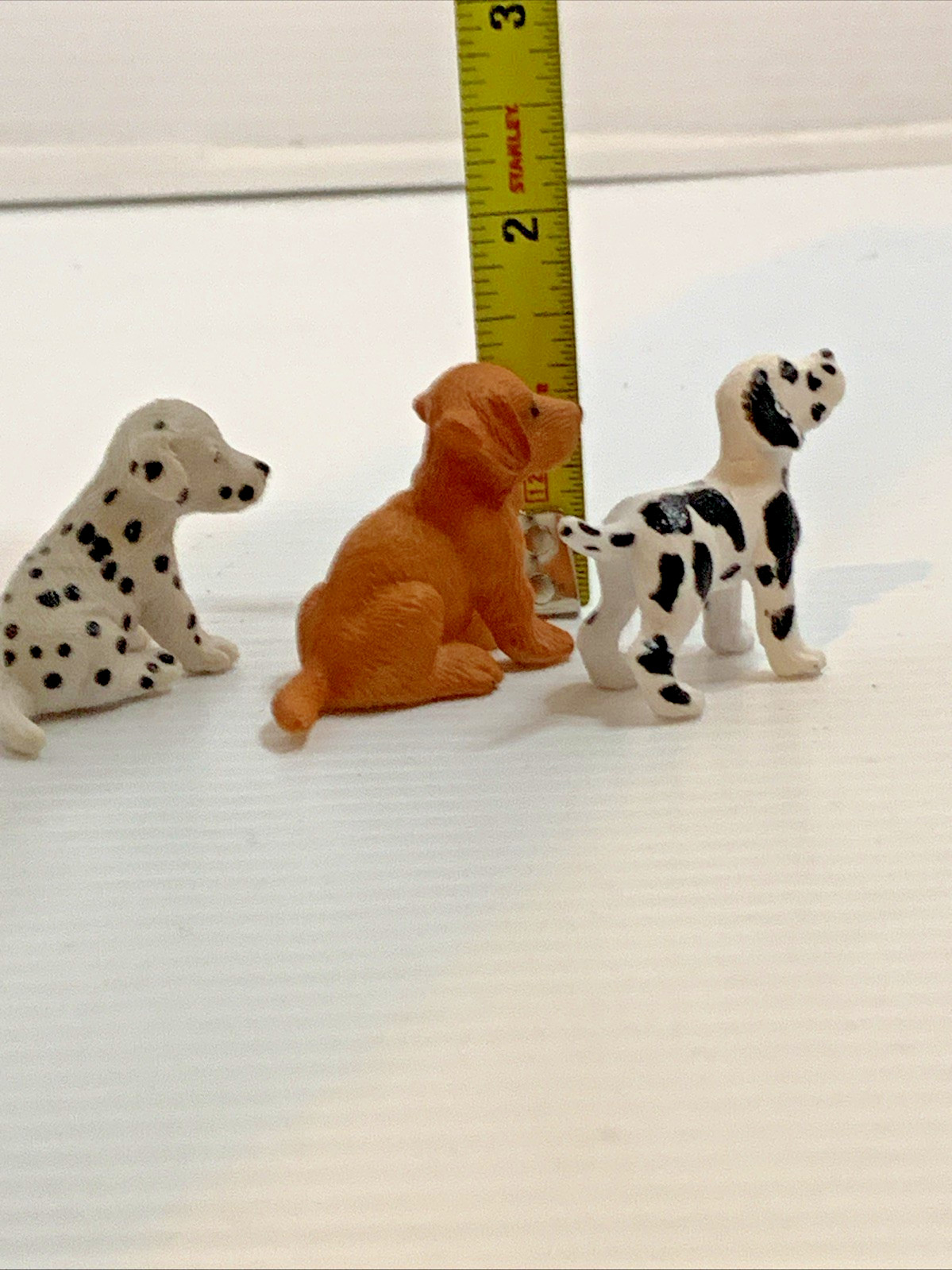 Miniature Puppy Toy Set 3 Plastic Dogs Dalmatians & Golden Retriever