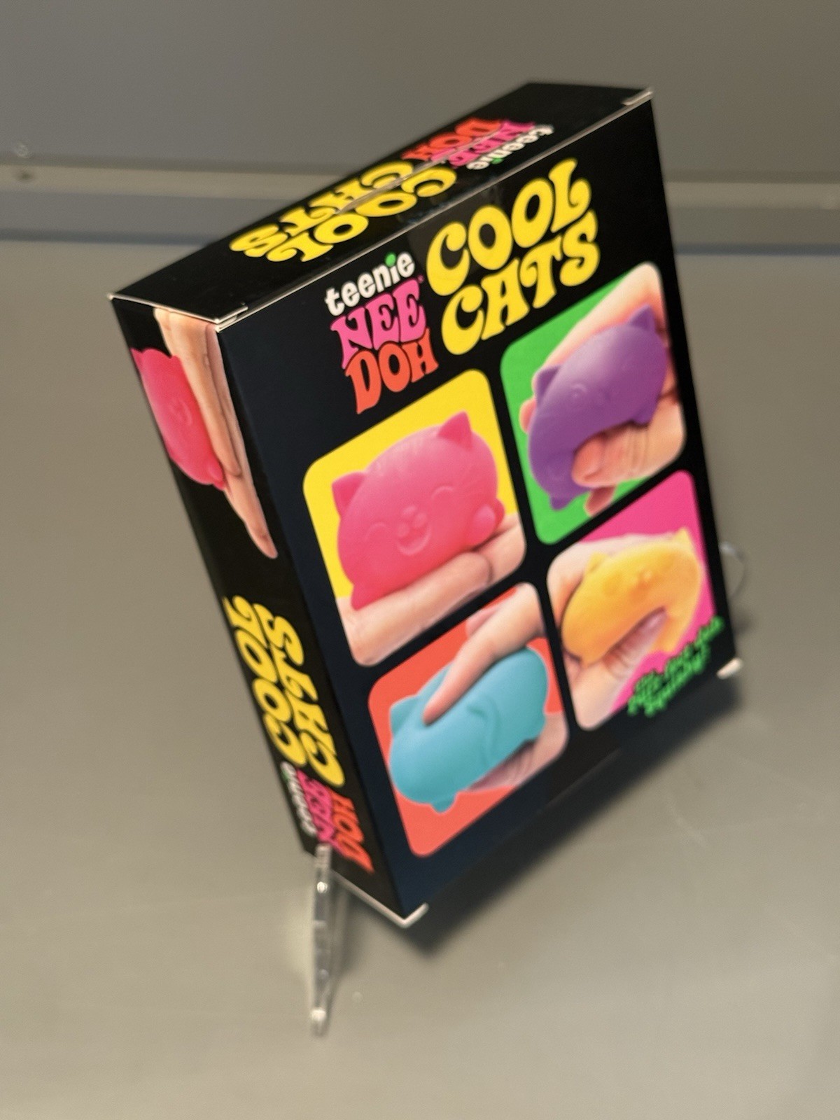 Nee Doh NIB Authentic Teenie Cool Cats 4 Colors Pink Purple Green Orange HTF ▶️