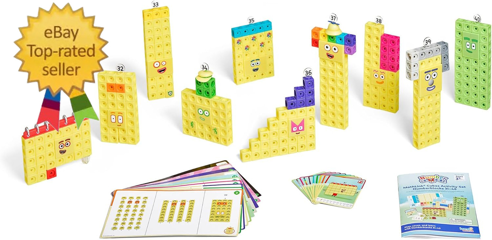 31-40 Mathlink Cubes Activity Set – Learn Numbers & Early Math Skills, Preschool