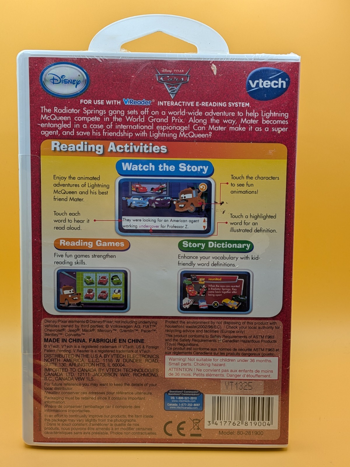 Vtech V.Reader Cars 2 Interactive E-Reading System-Ages: 4-6 Years – Sealed