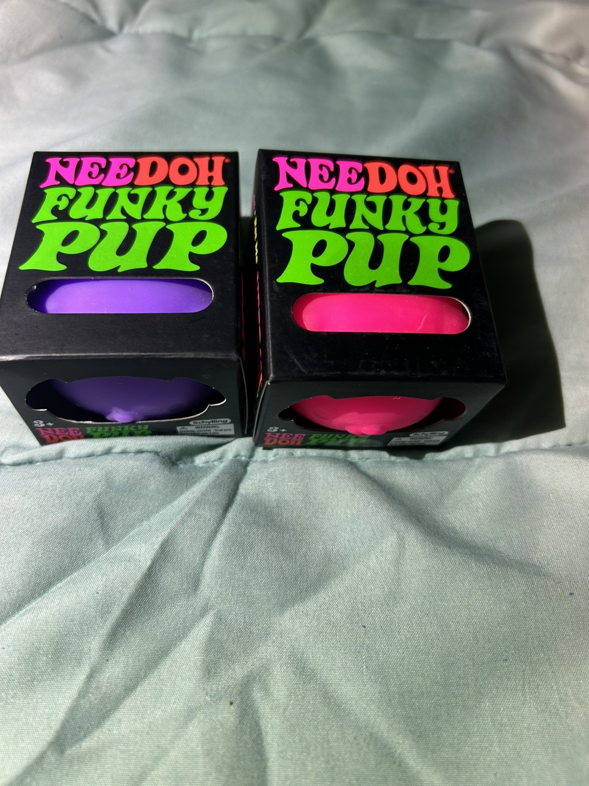 Schylling NeeDoh Funky Pup Squeeze Toy Lot 2 Pack Purple Pink Ages 3+