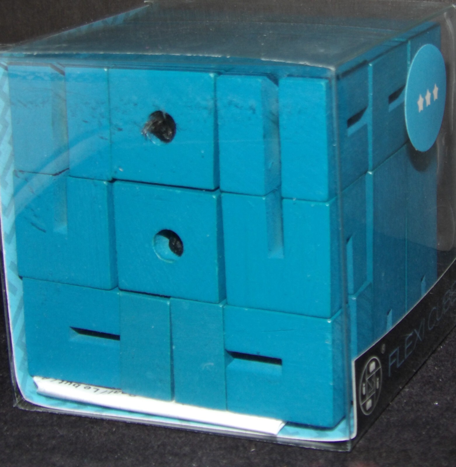 Flexi Cube NEW Wooden BLUE Build Toy RARE , Streamline, Simple Genius age 6 u