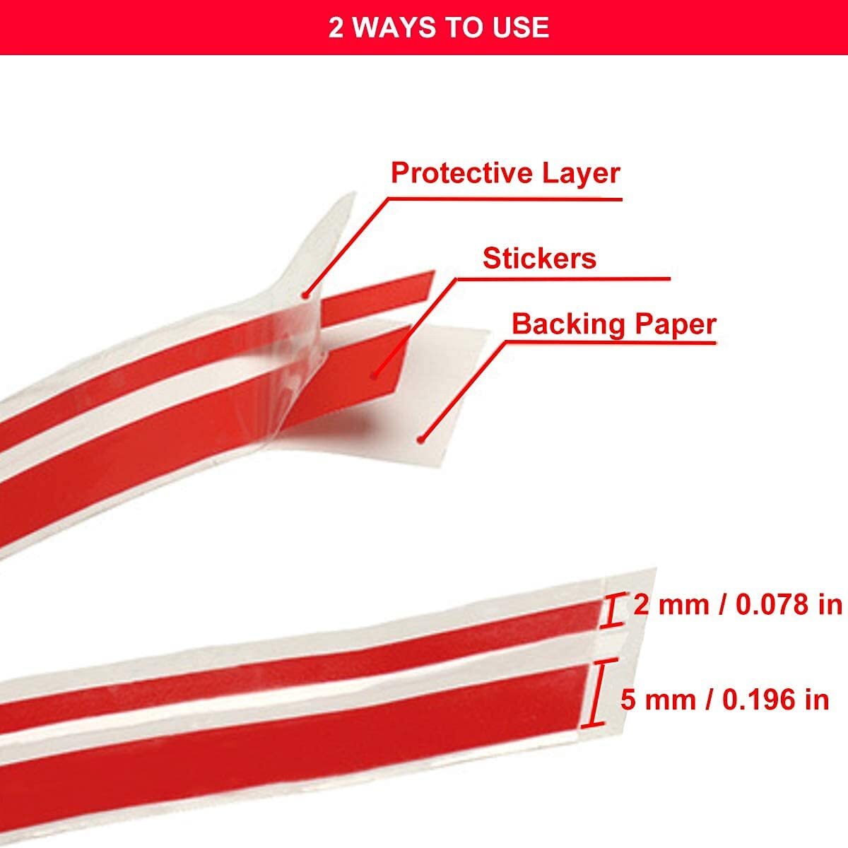 Autrends Car Vinyl Pinstriping Tape, 2pack Stripe Decals Car Stickers Auto