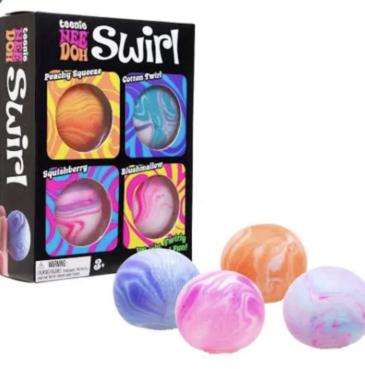 Teenie Nee Doh Swirl Squeeze Balls 4-Pack Multicolor, Ages 3+ Years